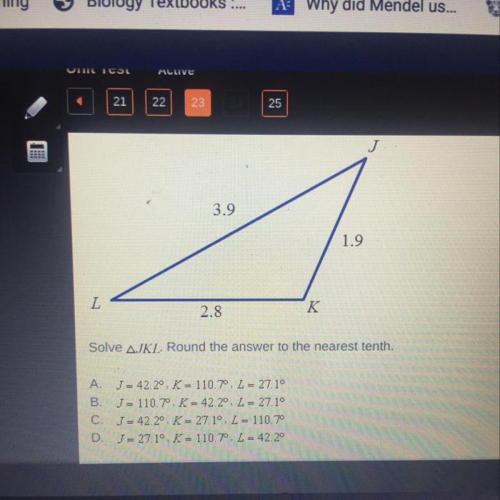 In triangle jkl solve for x