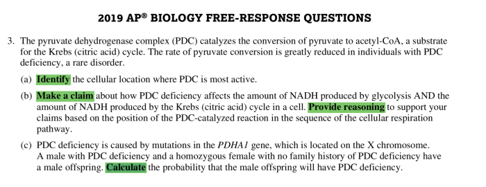 Ap bio 2020 practice exam 1 frq