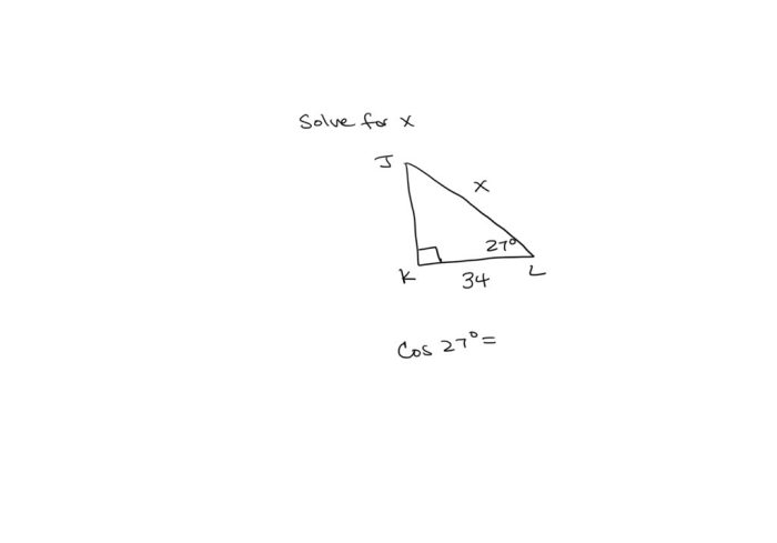 In triangle jkl solve for x