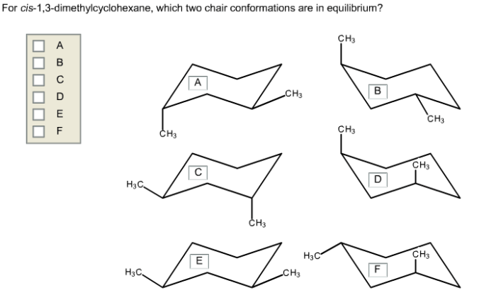 Cis 1 3 dimethylcyclohexane chair conformation